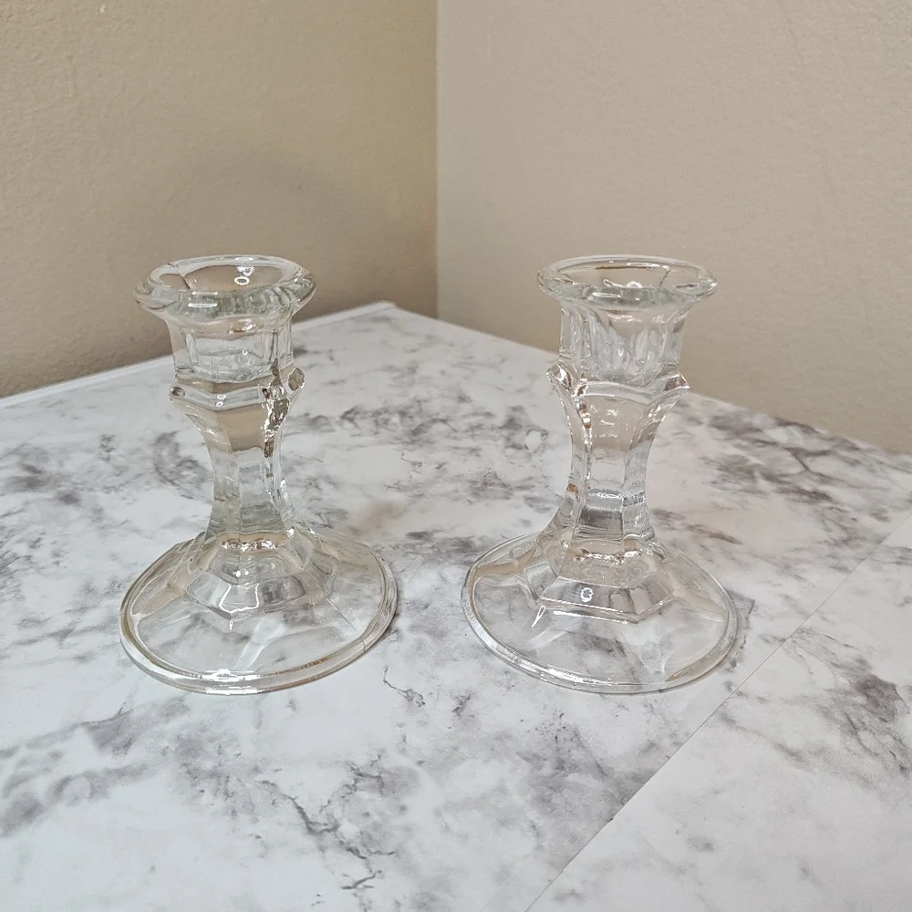 Clear Glass Candlestick Holder